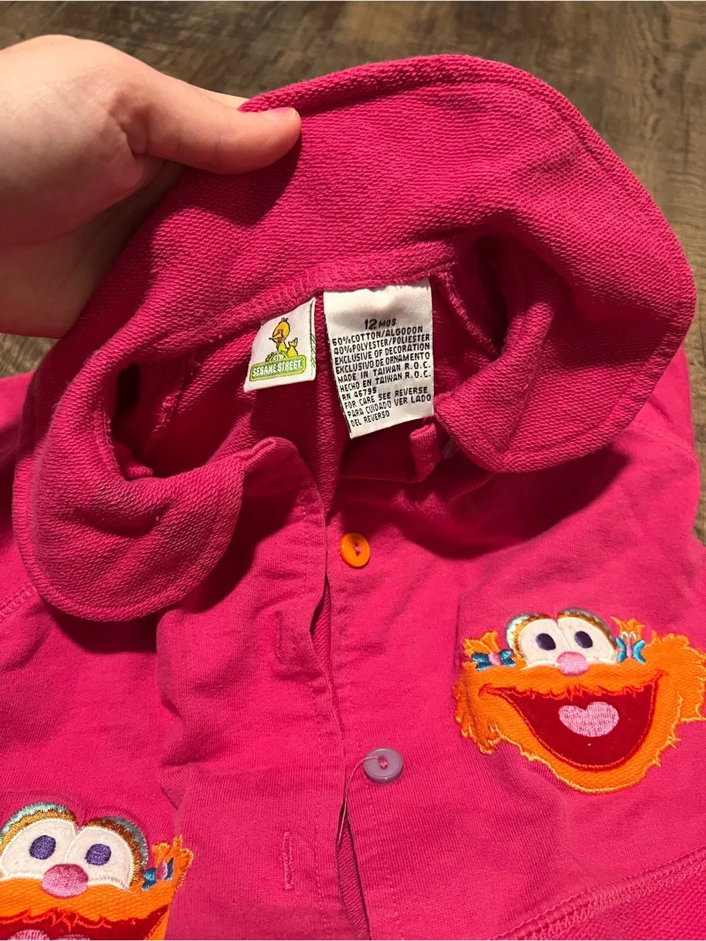 Vintage Sesame Street Zoe Girls' Hot Pink Pajama Set with Elmo Pockets